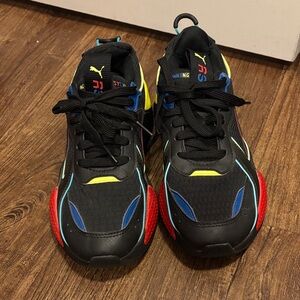 Puma Black Sneakers with Red and Blue Accents